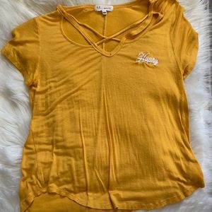 yellow t-shirt